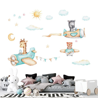 Cartoon Pilot Aircraft Vinyl Wall Art - Casatrail.com